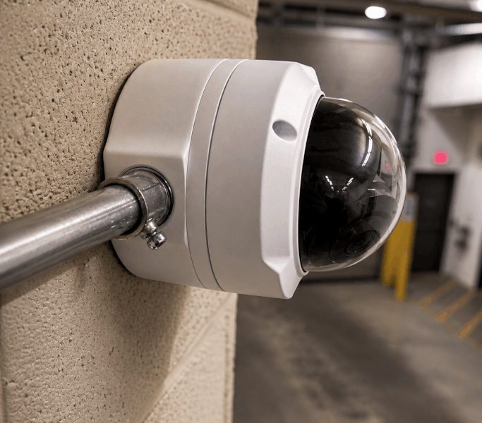 Camera Mounted on a Wall In A Loading Dock